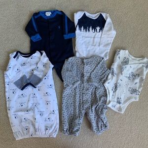 Navy white gray bundle 5 pieces 0-3 months